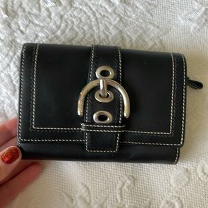 Black leather coach wallet